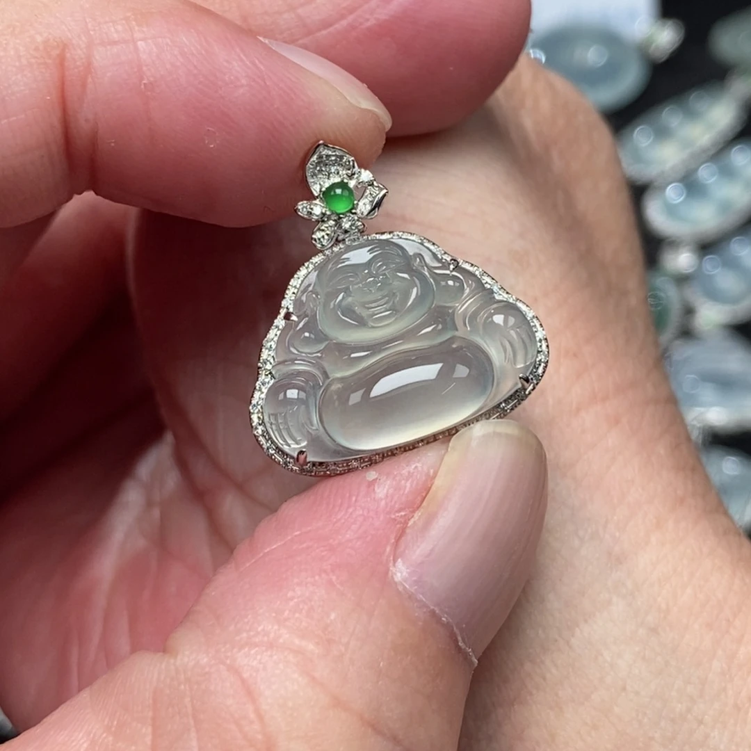 吊坠(不含链)18K金镶嵌翡翠佛公