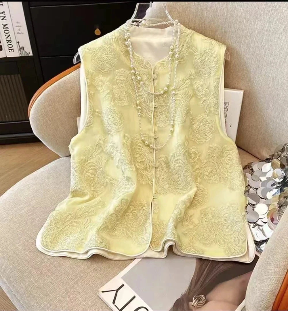 新中式国风无袖马甲背心女夏季2025新款古风改良旗袍唐装马夹坎肩