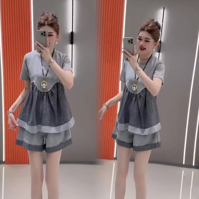 2025夏季新款洋气宽松显瘦百搭不贴身网红同款休闲套装时尚两件套