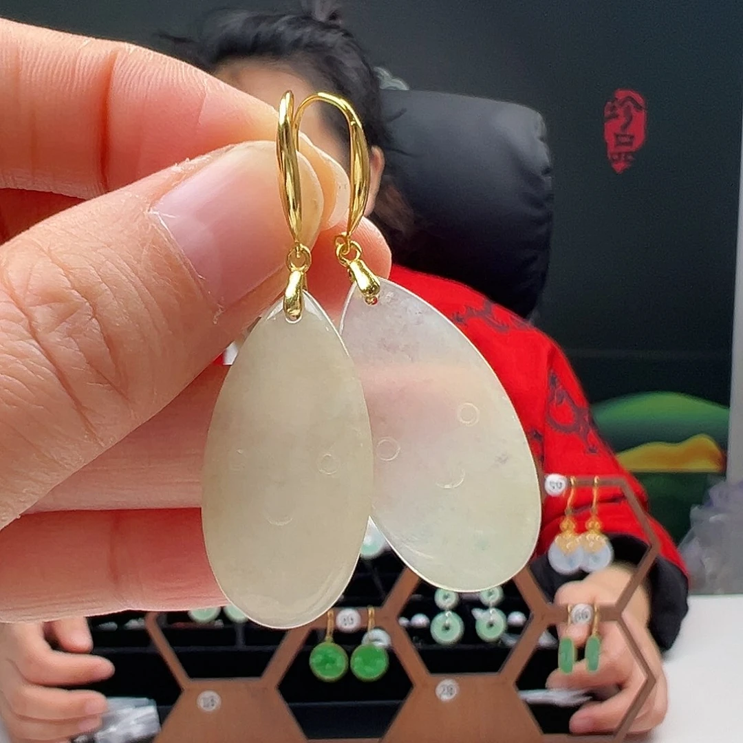 银S925镶嵌翡翠耳饰