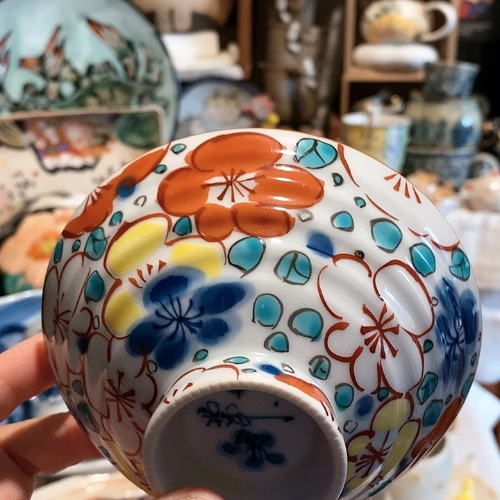搪瓷茶碗手绘青花