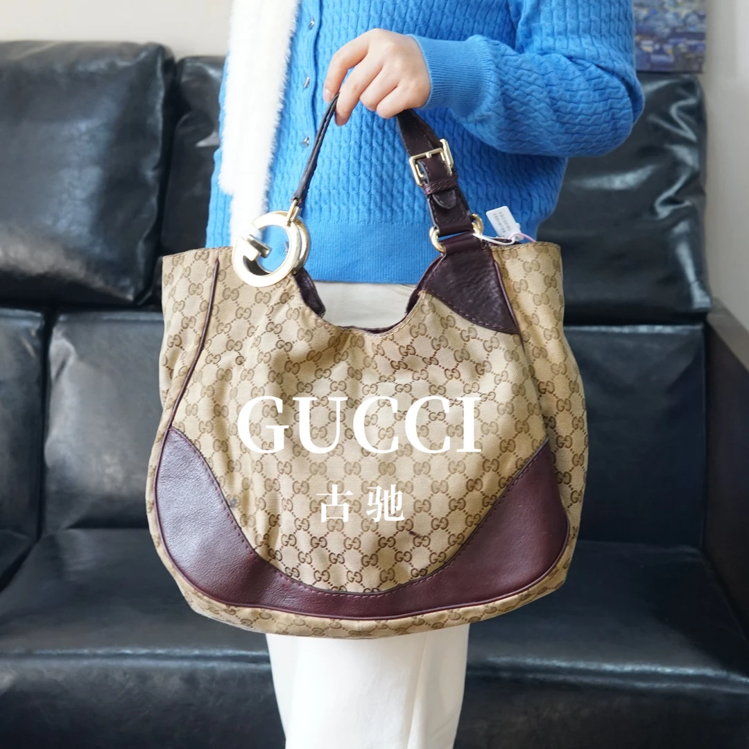 95新 GUCCI/古驰 老花拼皮单肩包/DR10621052/1052