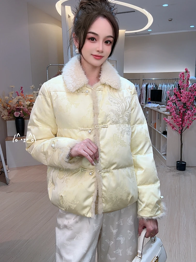 XIMI-冬季新款新中式拼接时尚洋气加厚保暖羽绒外套 MG1215