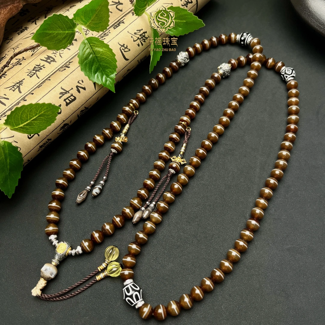 扶摇臻选|咖色一线药师阿呆108多圈项链8mm-6056