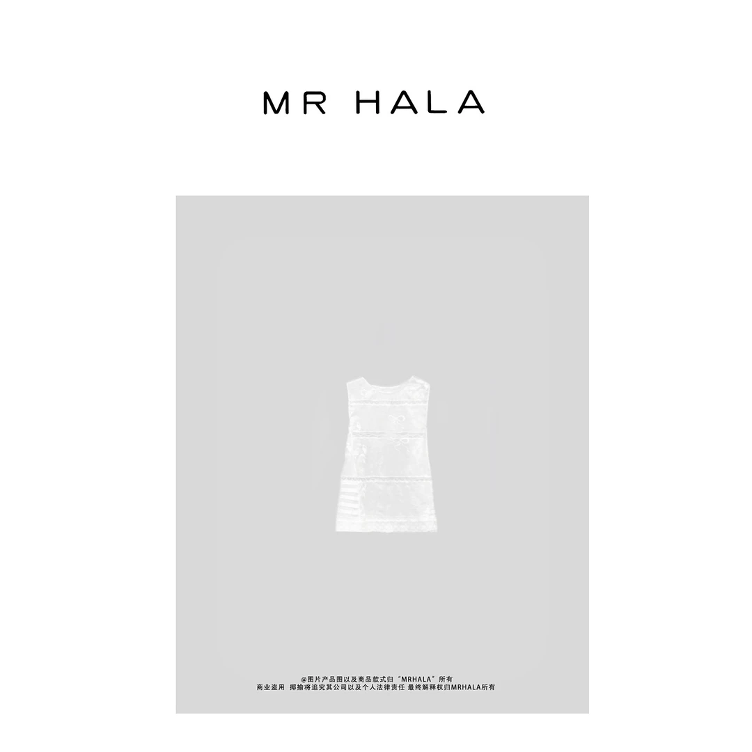 MRHALA 福叠折褶刺绣丝麻混织上衣女 LT40358