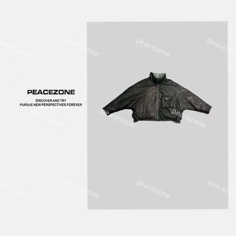 Peacezonne 90鹅绒 水晶牛皮 定制面料两面穿羽绒服/3433