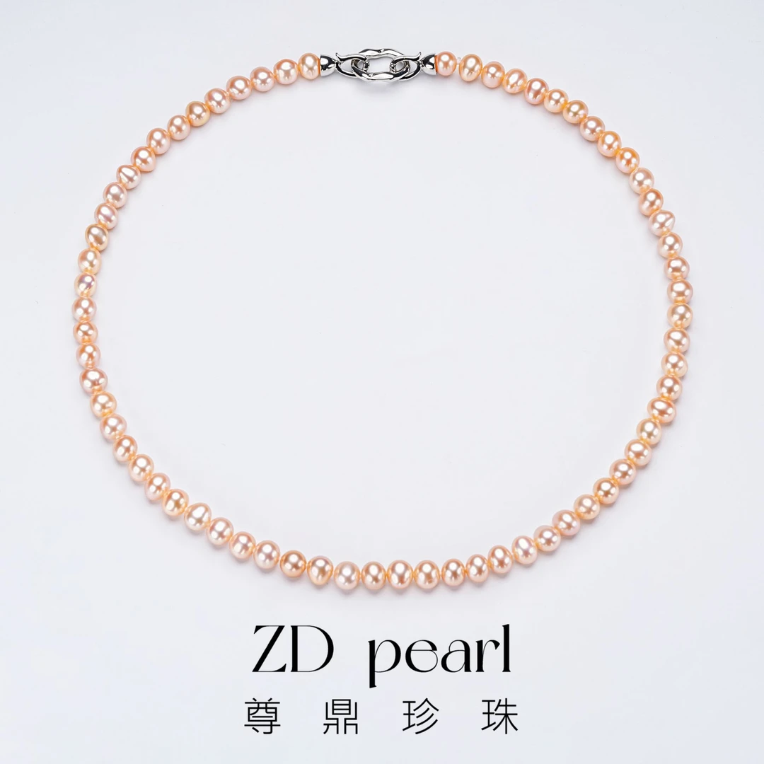 【阳阳】尊鼎珍珠-【日落】合金淡水珍珠中国红项链-6-7mm