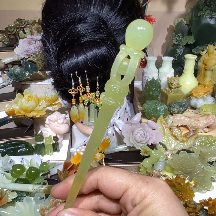 蛇纹石玉未镶嵌发饰