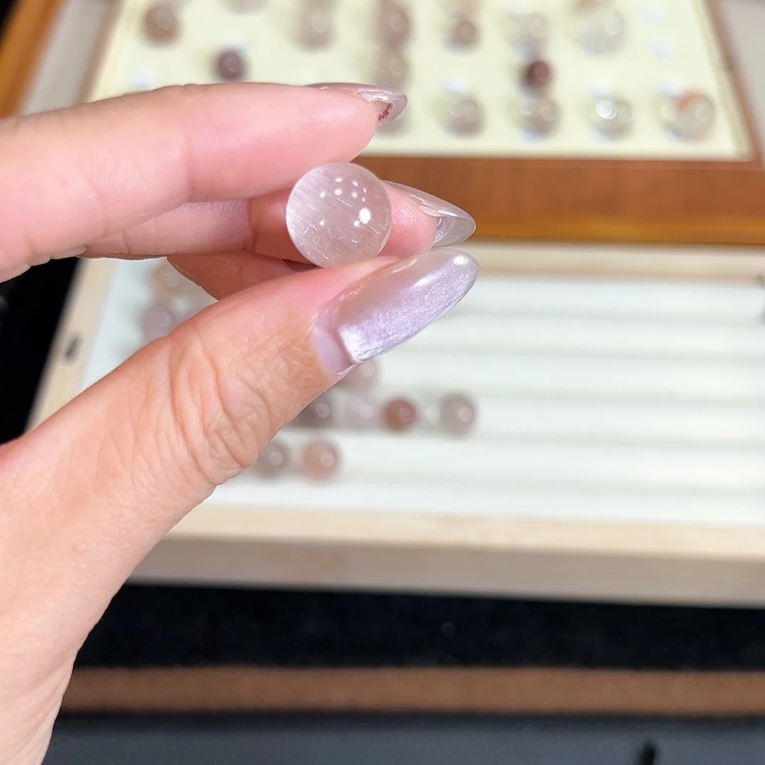 水晶手链未镶嵌素**?12.7m粉白