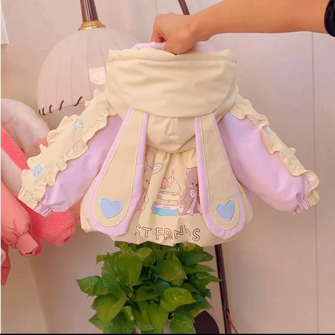 希 兔耳朵拼接外套春秋女童韩版可爱女宝洋气时尚韩版ins风C03