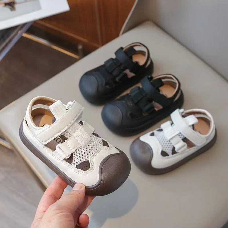 男童包头凉鞋2025夏季新款儿童沙滩鞋软底韩版透气女童运动凉鞋网