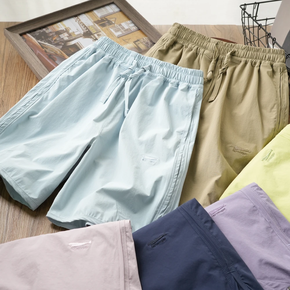 男童夏季款时尚速干短裤中大童抽绳休闲五分裤百搭刺绣6373