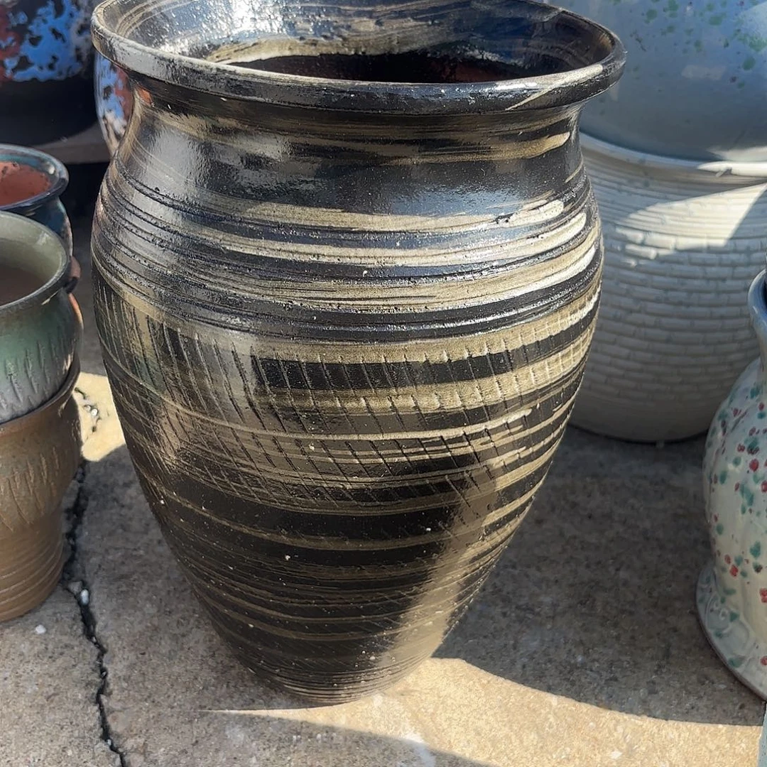 紫砂花盆黑孤品捡漏一个21*33
