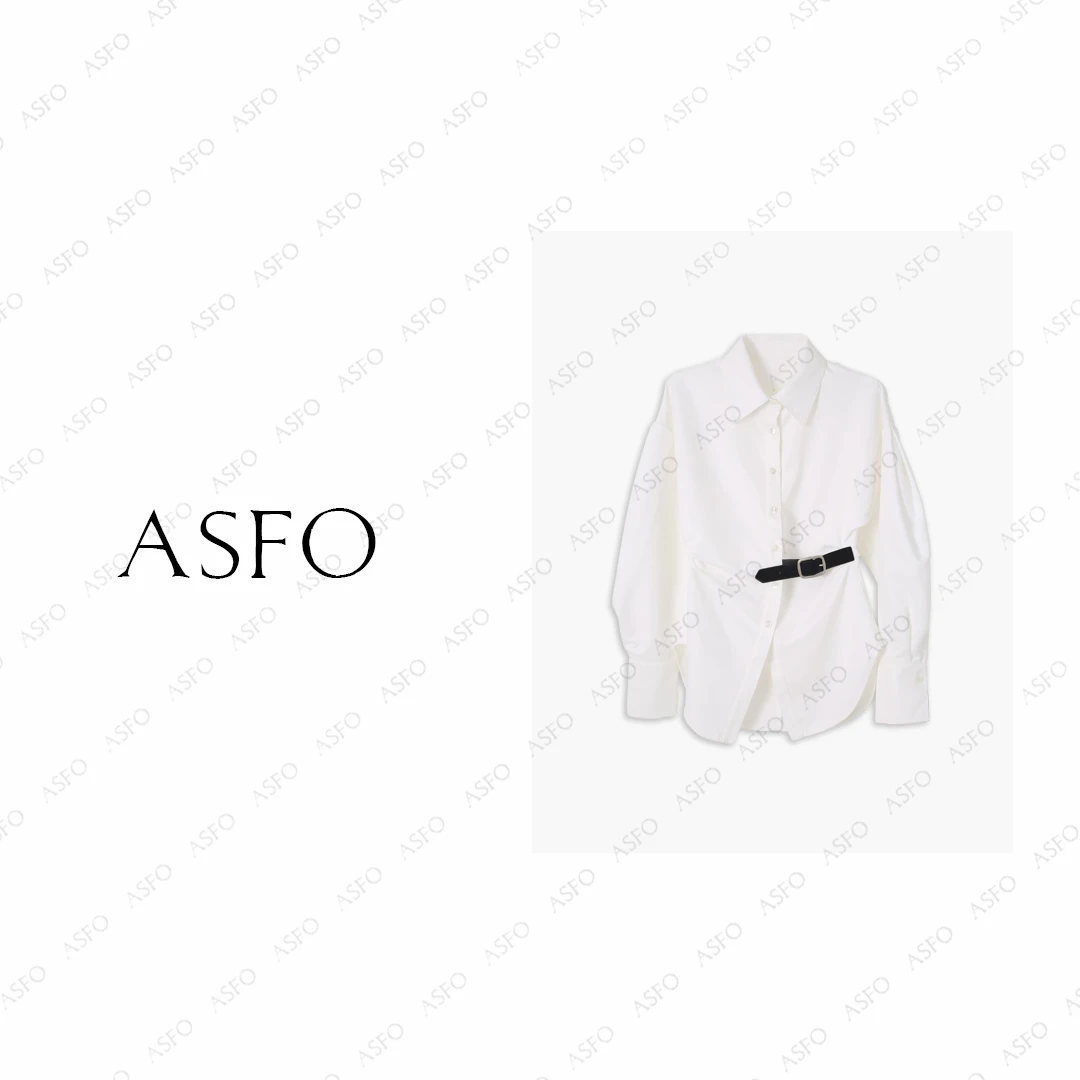 【AS文景】25新时髦设计感收腰皮扣百搭白衬衫AS25QCS04122