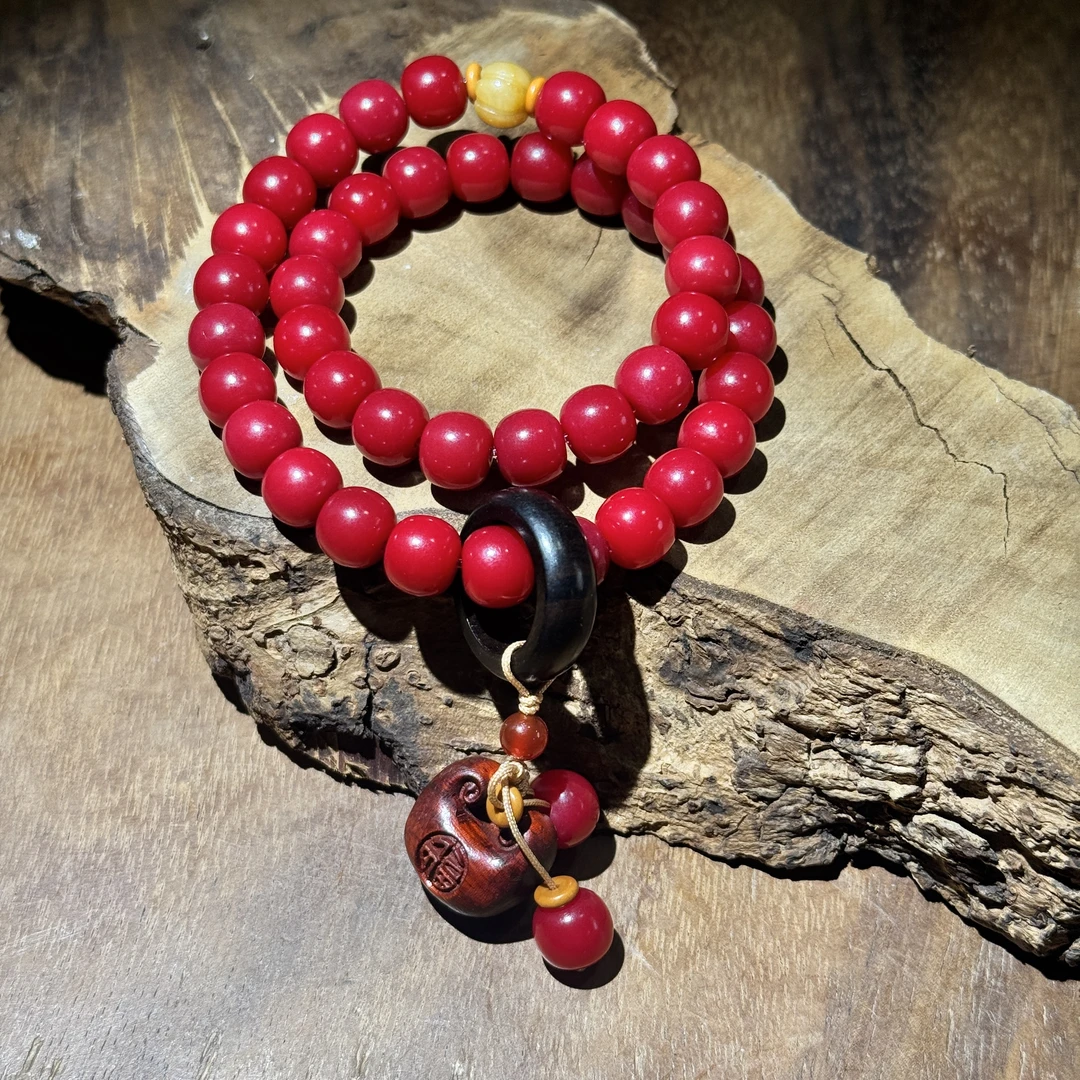 K345红菩提苹果珠＋跑环＋福禄坠（南风过熙）(无礼盒)