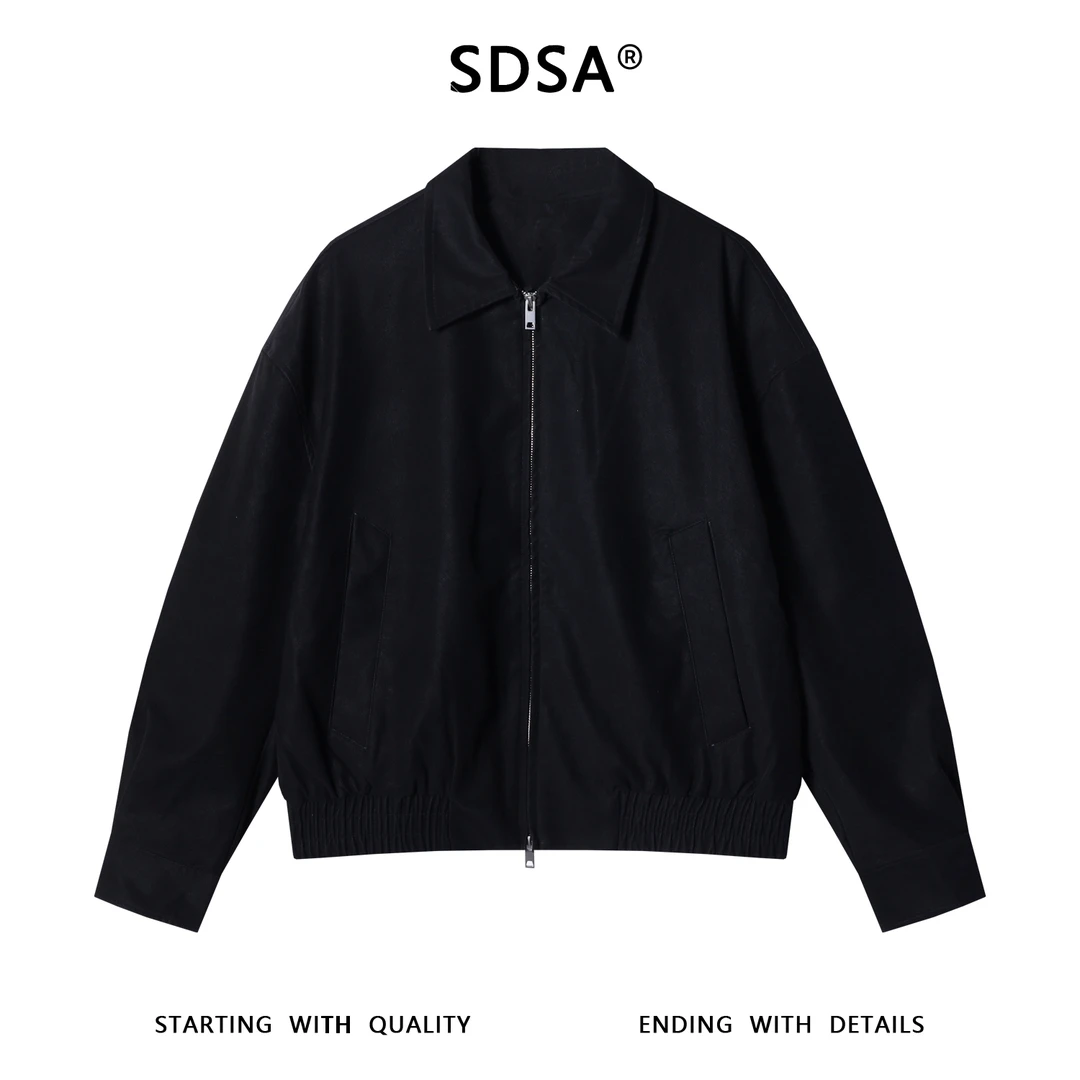 SDSA男士秋冬新款痞帅男装韩版纯色拉链翻领皮衣夹克显瘦高街外套