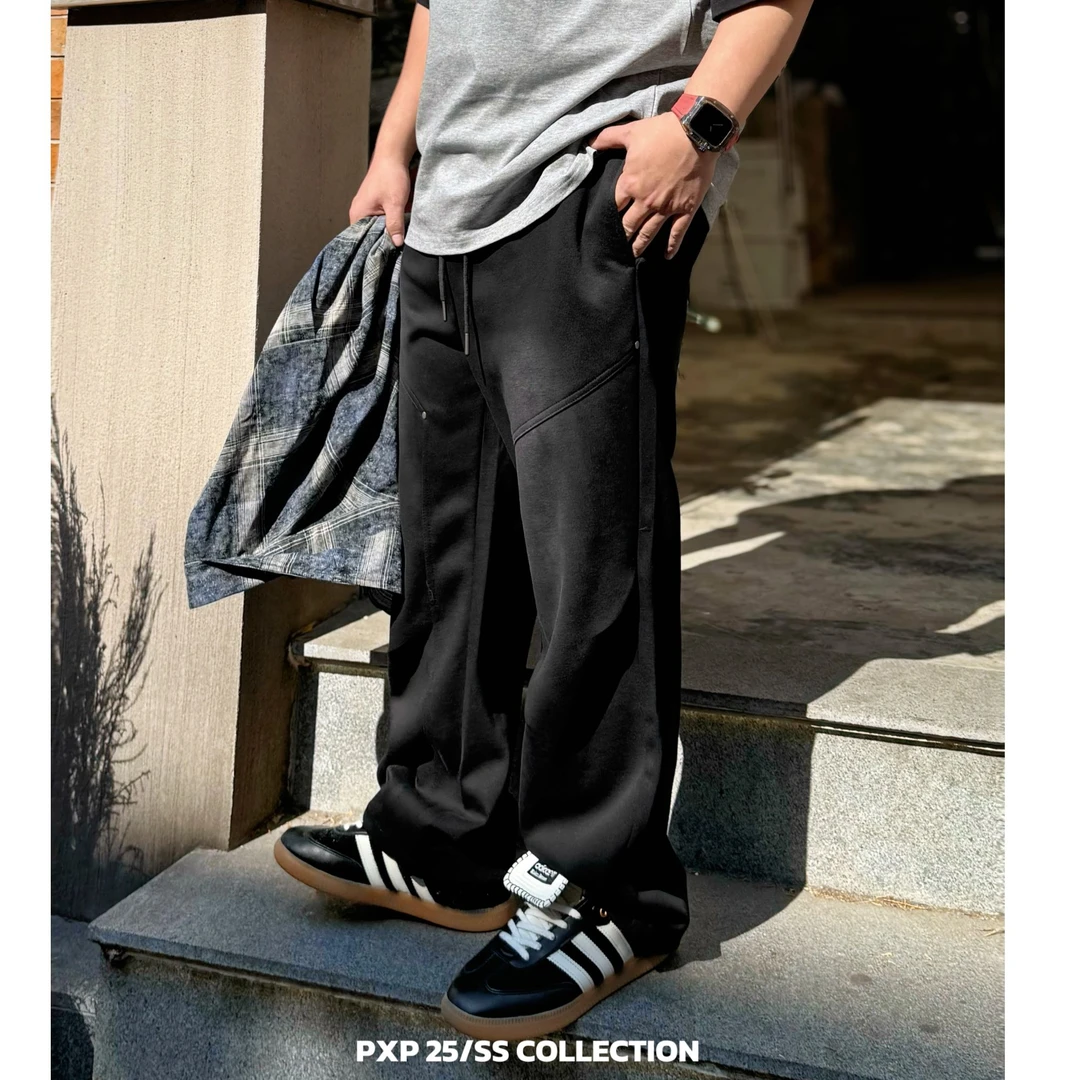 【伐木炒花裤】2025春款长裤男装微胖潮牌胖子松紧腰大码男装81225