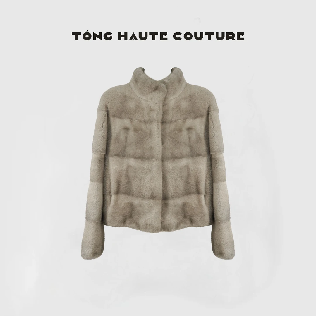 【纨素】秋冬新款高级感原色银蓝本色水貂时尚百搭外套 YW435