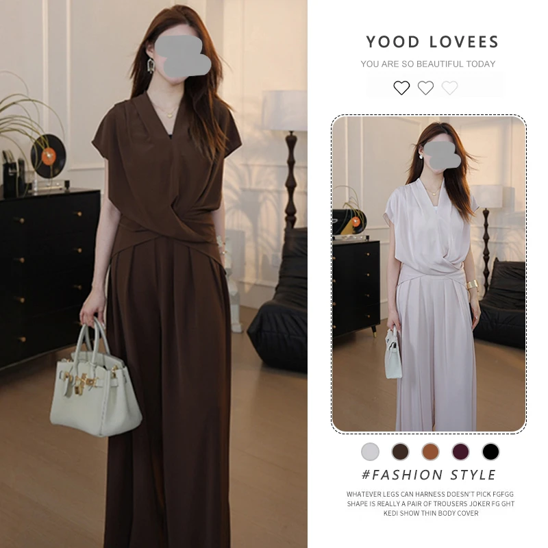 2026年夏季新款时尚气质套装高级设计感短袖显瘦阔腿裤女神两件套