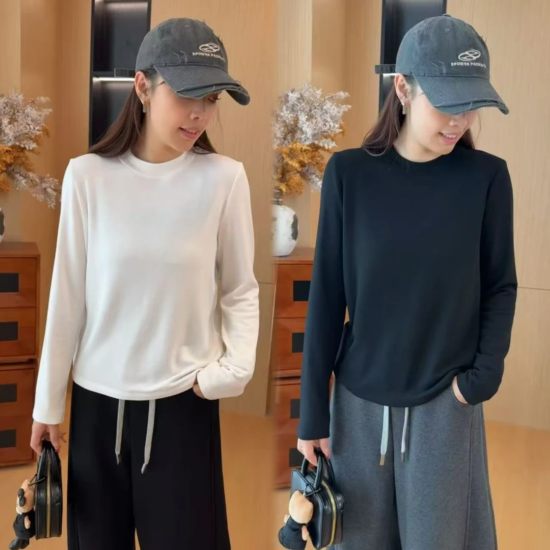 二姐的宝藏【裸感打底】加厚磨毛T恤亲肤百搭秋冬显瘦打底衫#25430