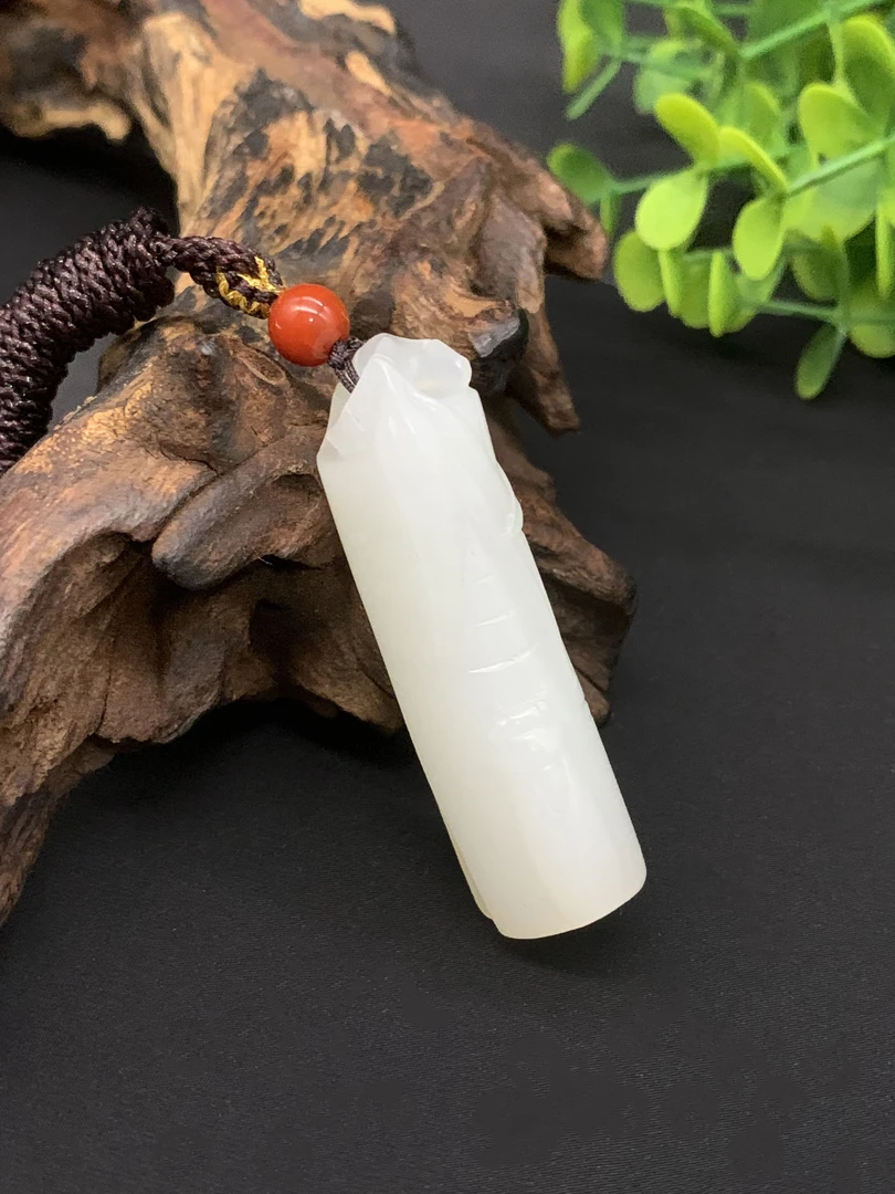 新疆天然和田玉白玉竹节玉石男女挂件吊坠礼物节节高升