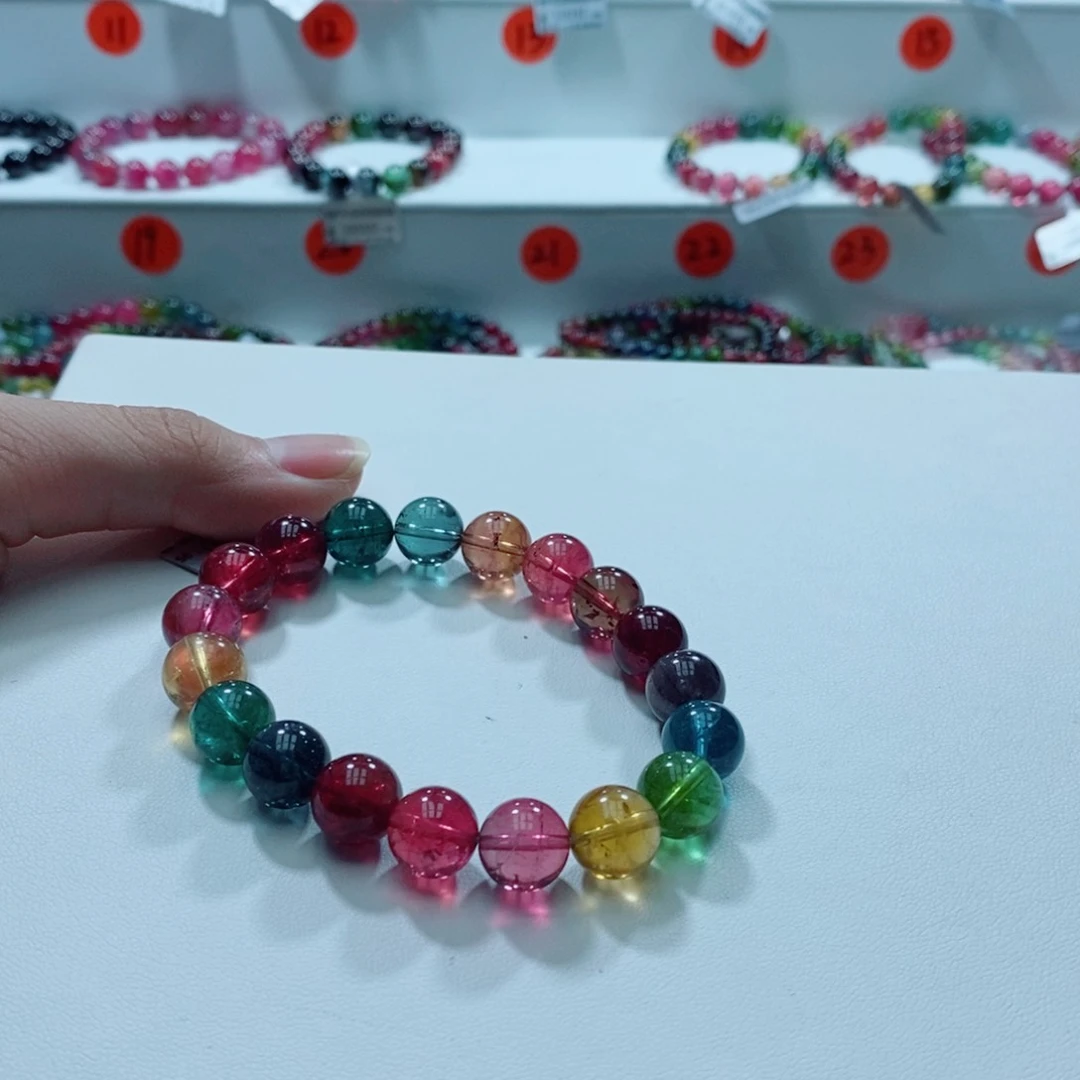 手链银S925镶嵌碧玺多样性发一条