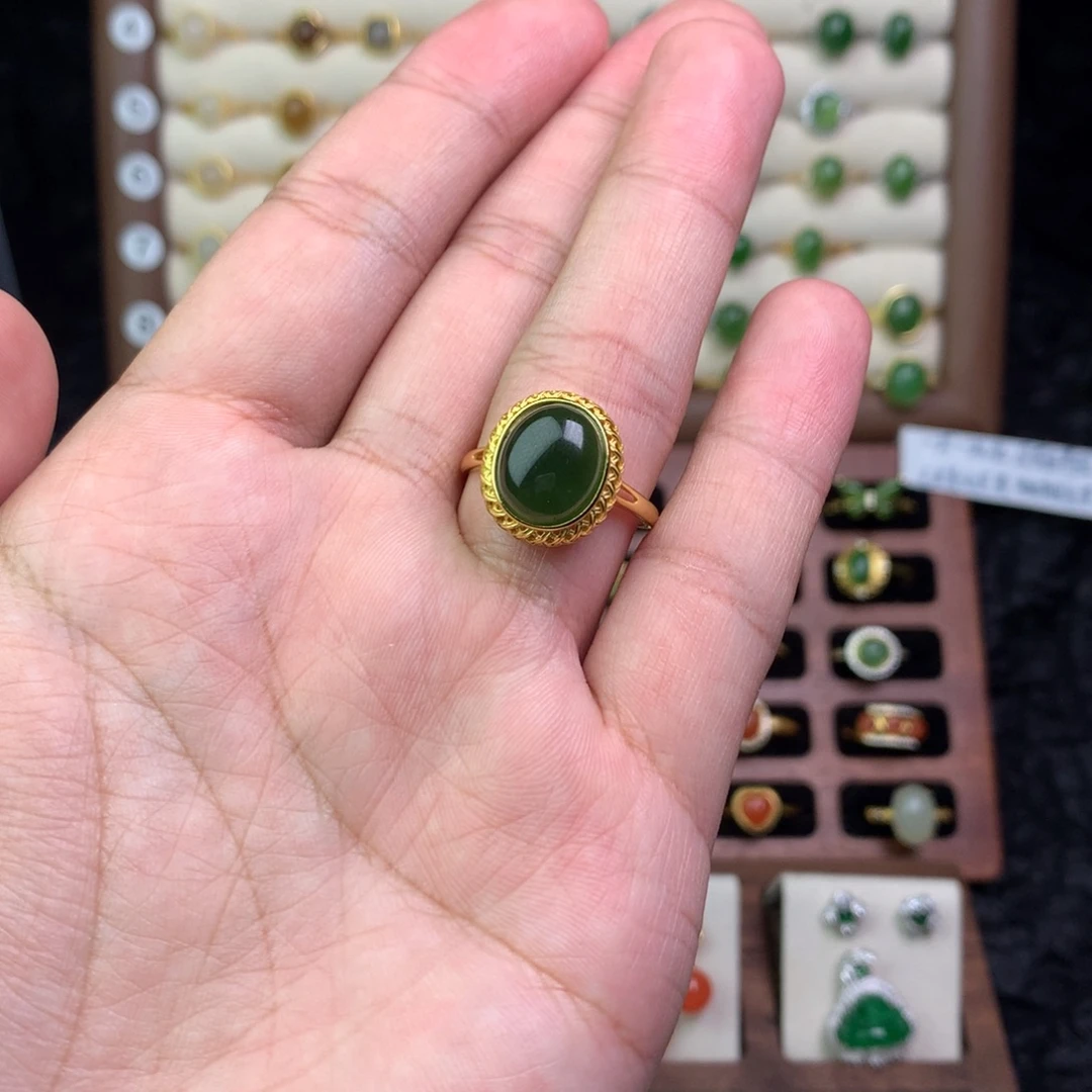 橙***子和田玉银S925镶嵌戒指