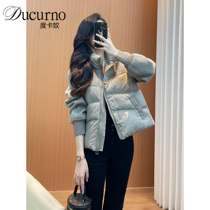 双面大衣拼接短款羽绒服女2025新款冬季时尚休闲百搭保暖个子外套