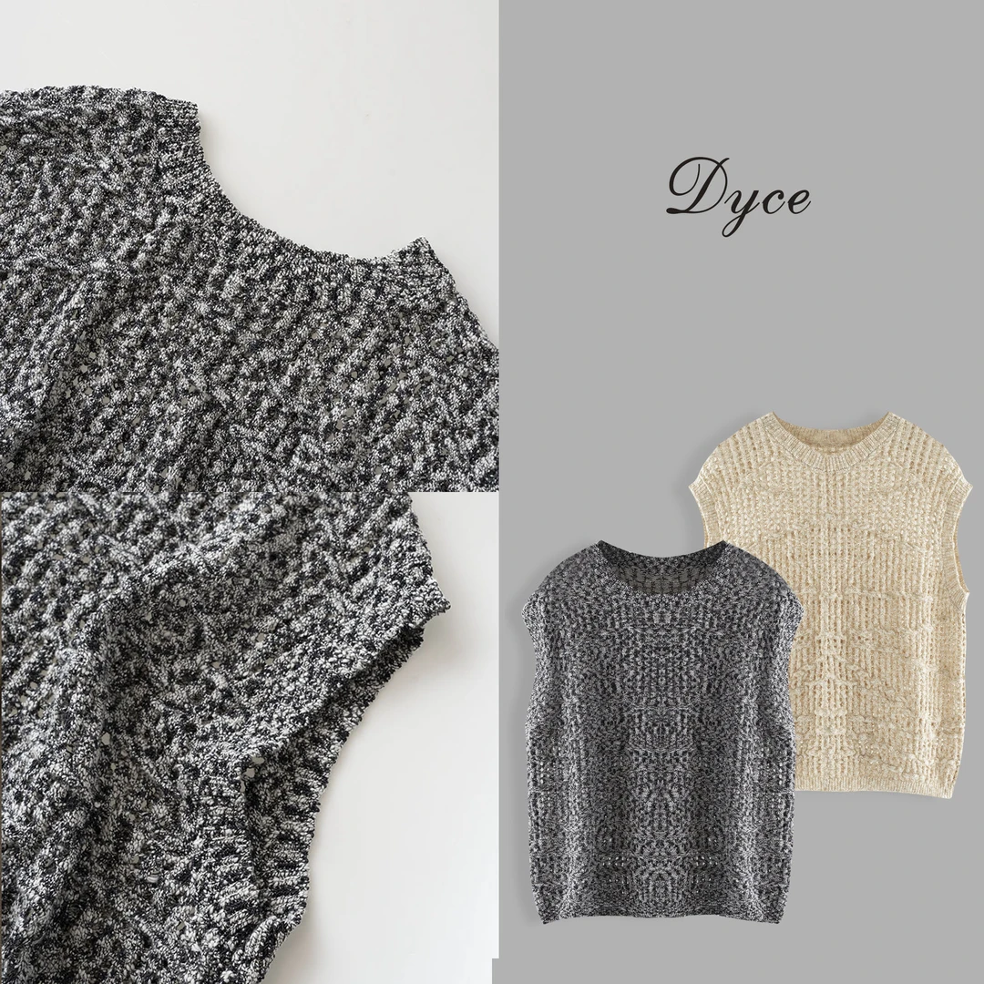 DYCE【慕云】棉制轻盈凉感镂空针织衫时髦百搭圆领无袖背心