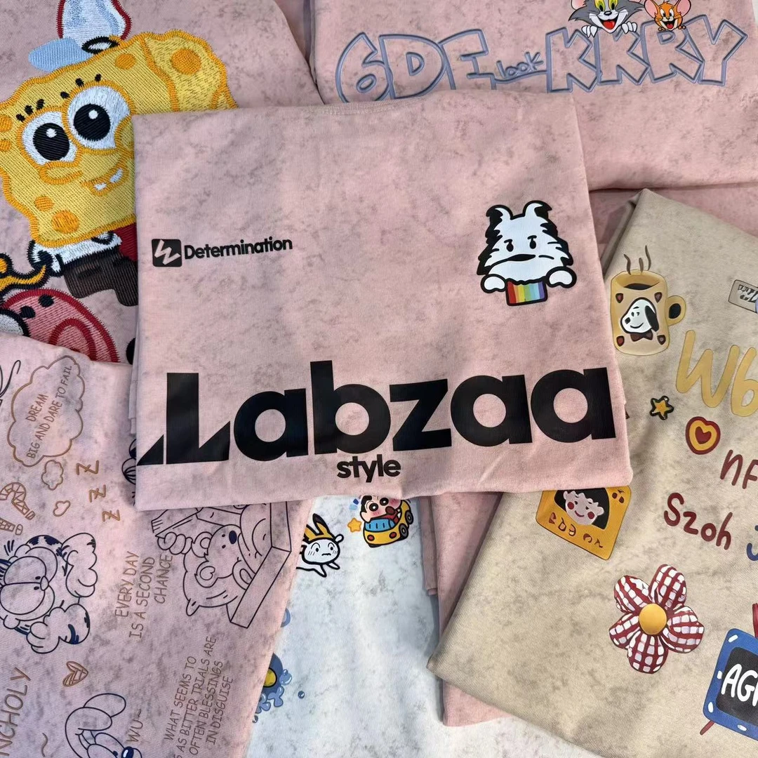 【051-102】美式潮牌ins简约百搭字母印花短袖宽松2025夏季衣T恤