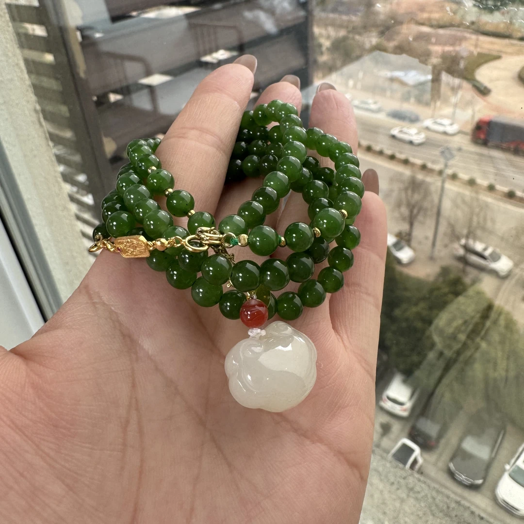 天然和田玉碧玉DIY项链 cs