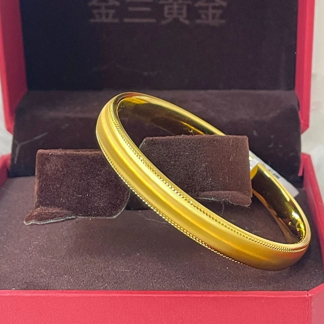 金兰黄金【拉丝珠边】手镯百搭精美时尚双旦同庆