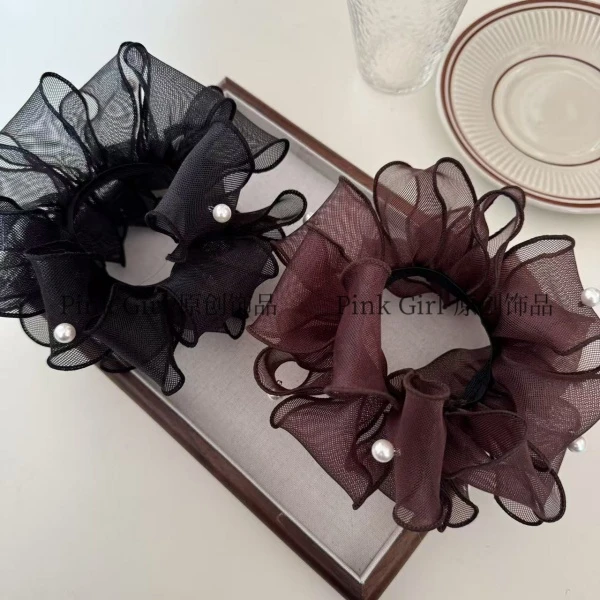 Pink Girl  Q625春季新款简约气质欧根纱发圈发绳百搭优雅发饰