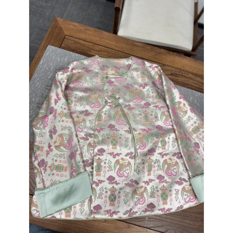 小花家双凤团喜织金宋锦外套