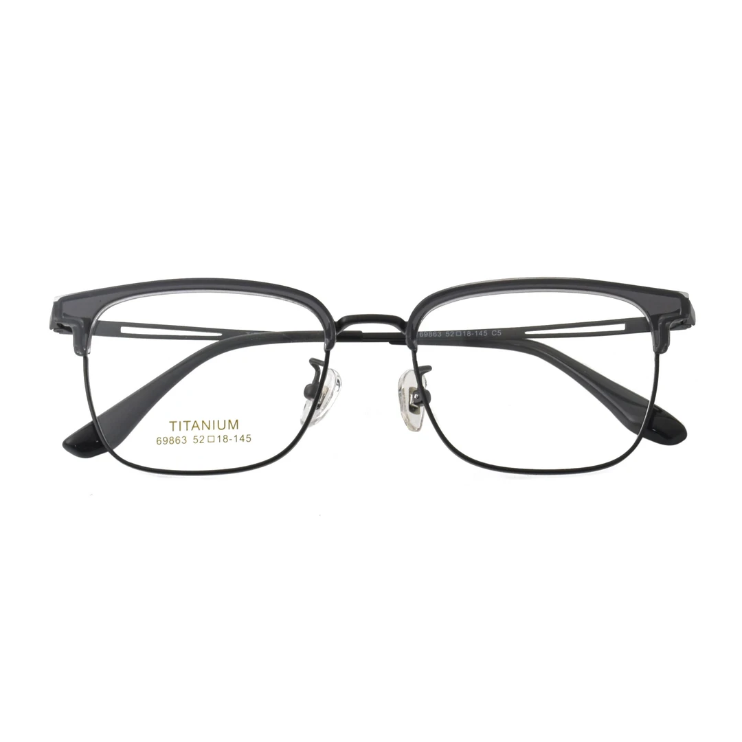 超轻纯钛近视眼镜男可配散光度数眉线半框镜架高级感斯文商务方框