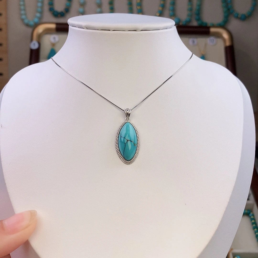 绿松石银S925镶嵌颈饰