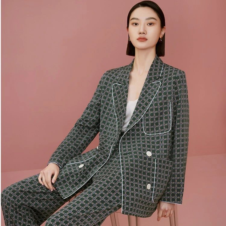 曼德诗摩登西装春秋季新款新中式国风早春睡衣风休闲西服外套女