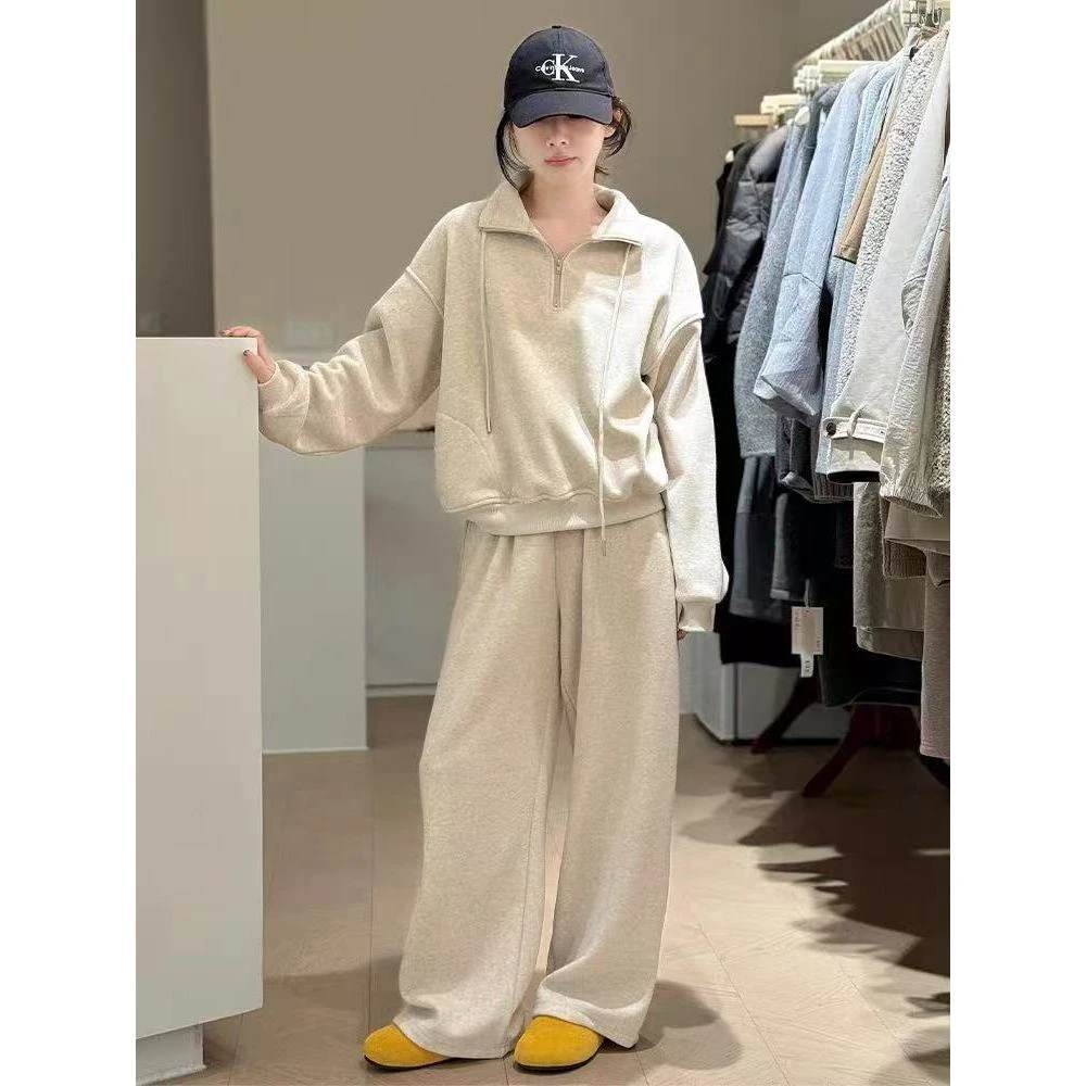 9026 春秋款立领卫衣宽松韩版时尚阔腿裤休闲两件套套裤YS