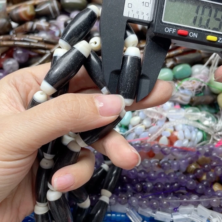 玛瑙/玉髓合金珠宝半成品一条11x3.0黑曜贝壳隔珠