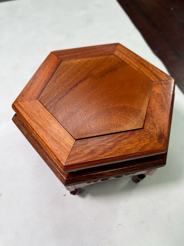 花梨木六边高脚花机摆件底座014