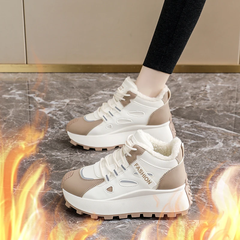 运动百搭厚底防滑加厚保暖韩版秋冬季加棉高帮阿甘鞋休闲女鞋