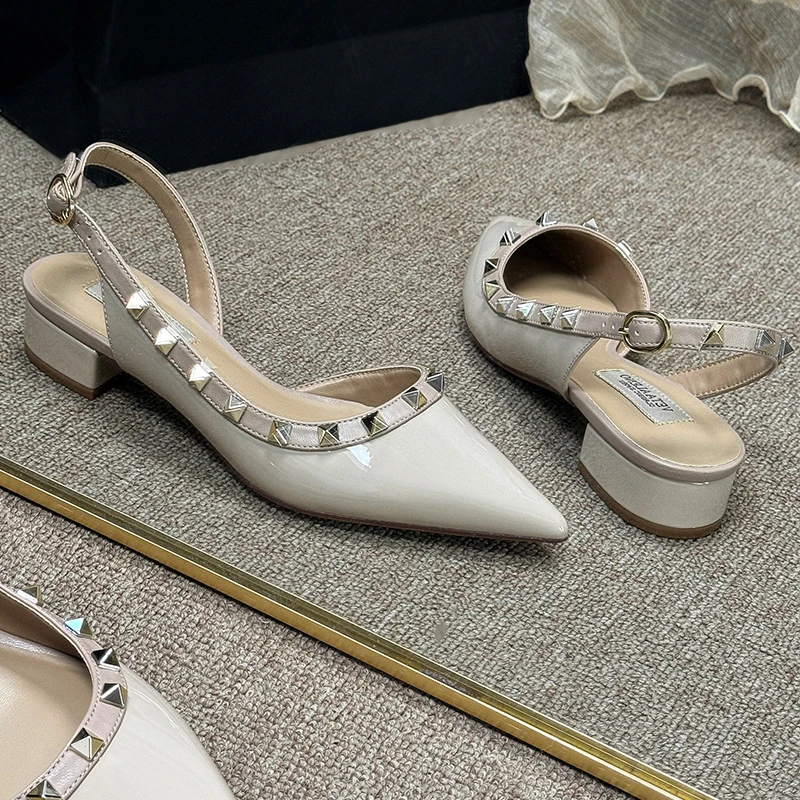 【原创设计】温柔百搭~升级版铆钉凉鞋经典款久穿不累脚后空一字带