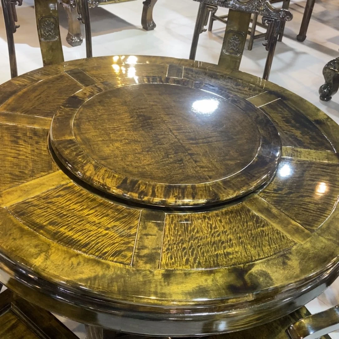 楠木138圆餐桌七件套