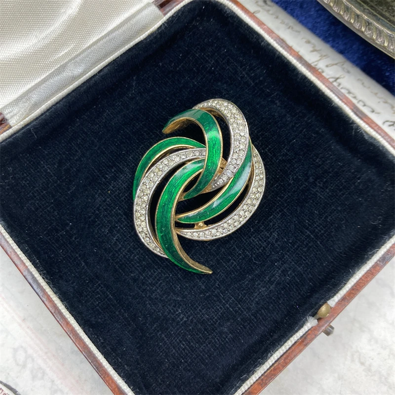 合金胸针 A&S绿色丝带胸针2-15【2071226-042】