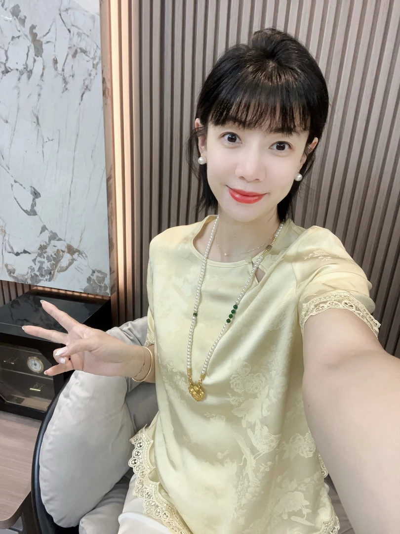 【听雨】新中式国风手工闪片蕾丝大提花时尚气质夏季短袖小衫上衣