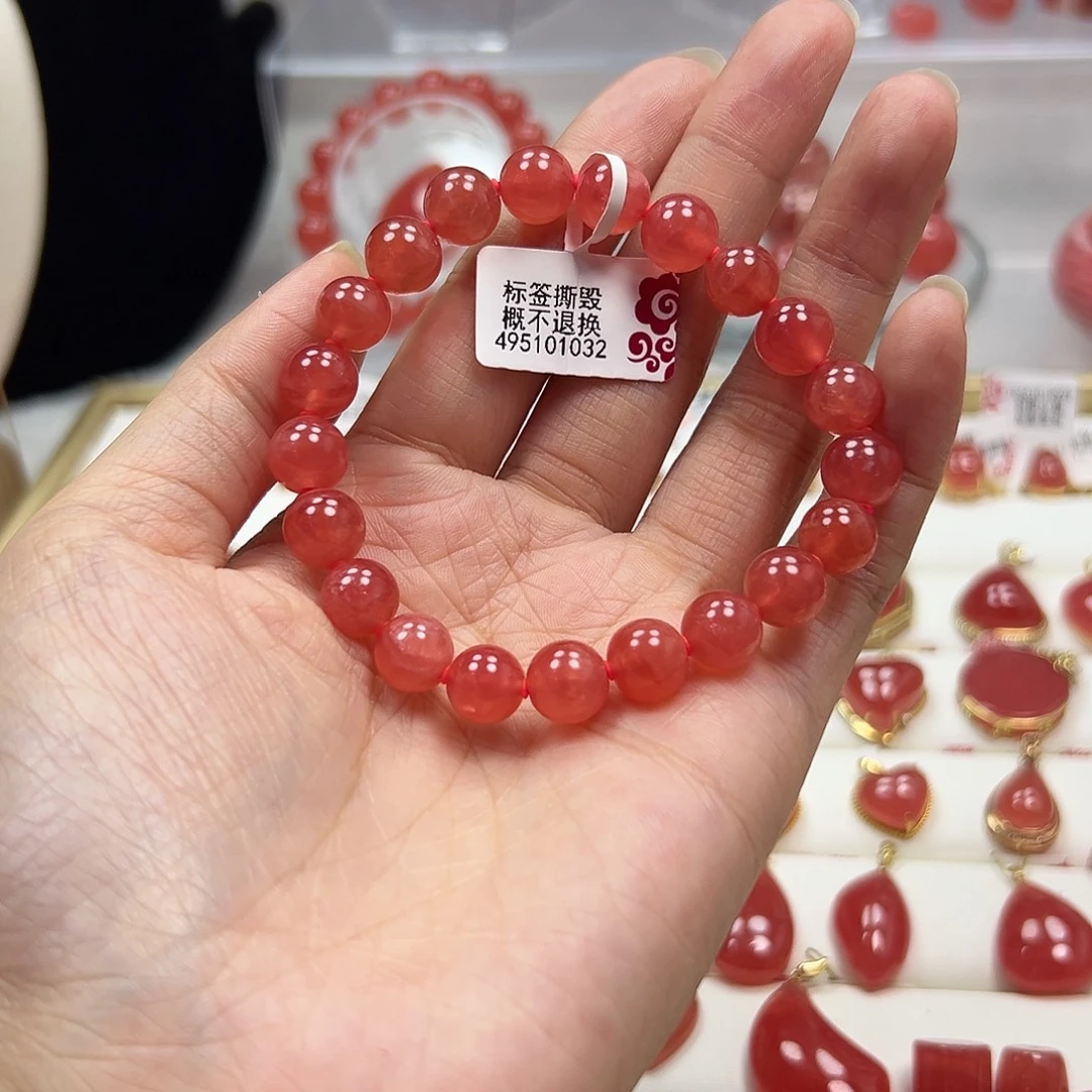 菱锰矿（红纹石）未镶嵌手串