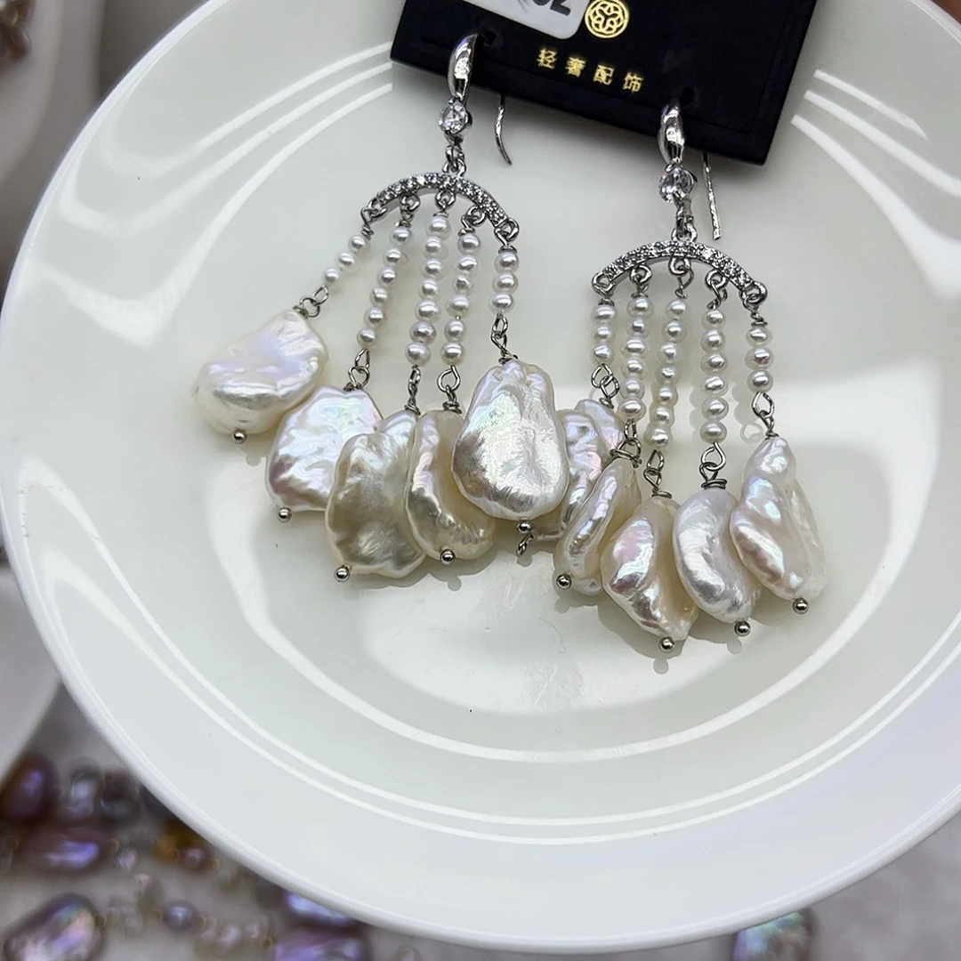 耳饰淡水珍珠银S925镶嵌