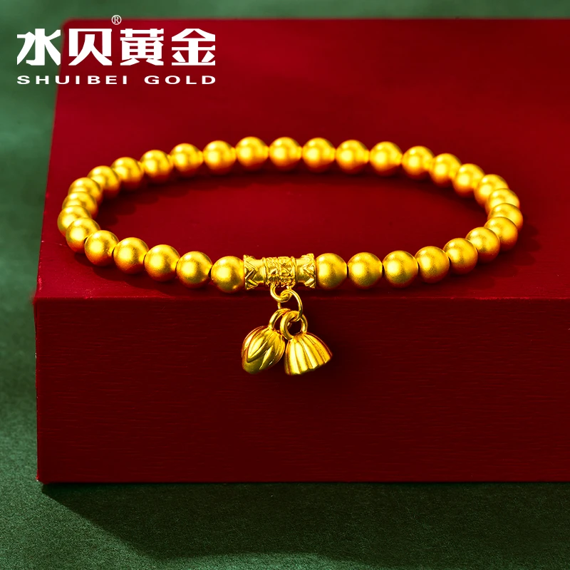 【水贝黄金】黄金手链两世欢黄金福竹节两世欢足金金莲蓬手链LPSL-B
