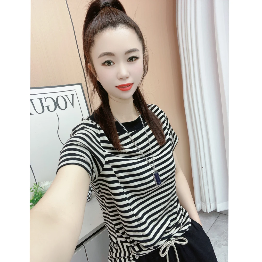时尚特色扭结百搭显瘦气质女体恤5285