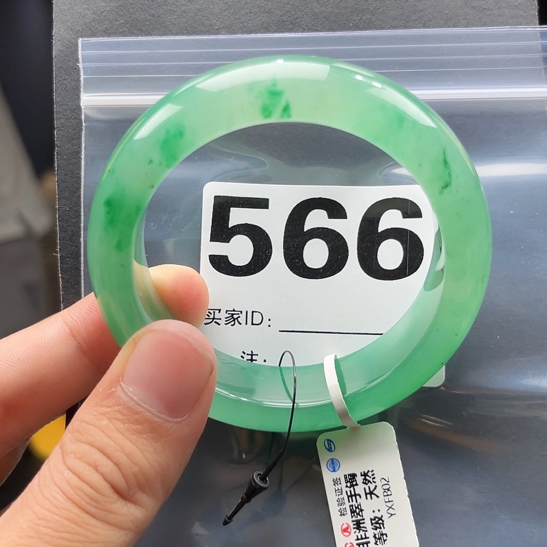 石英质玉（非洲翠）手镯未镶嵌566圈口53